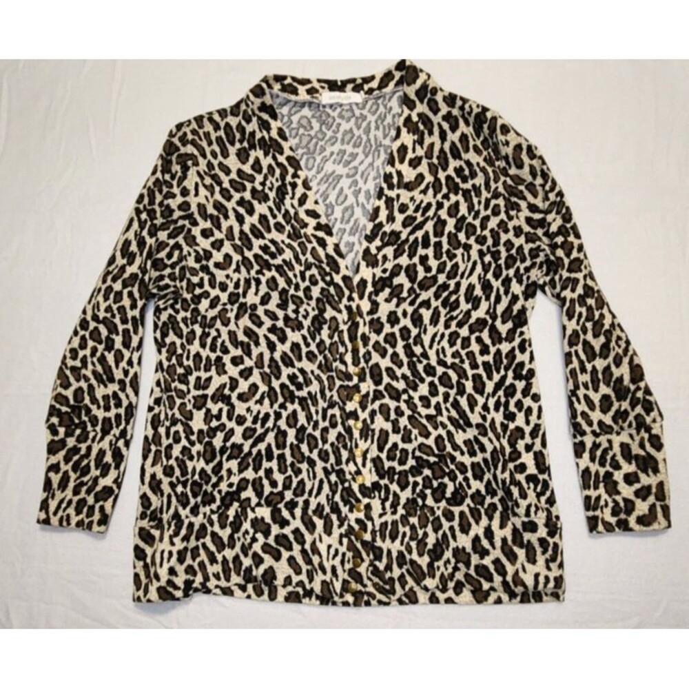 Animal Print Glam Cardigan Womens XL On Trend Luxe Casual